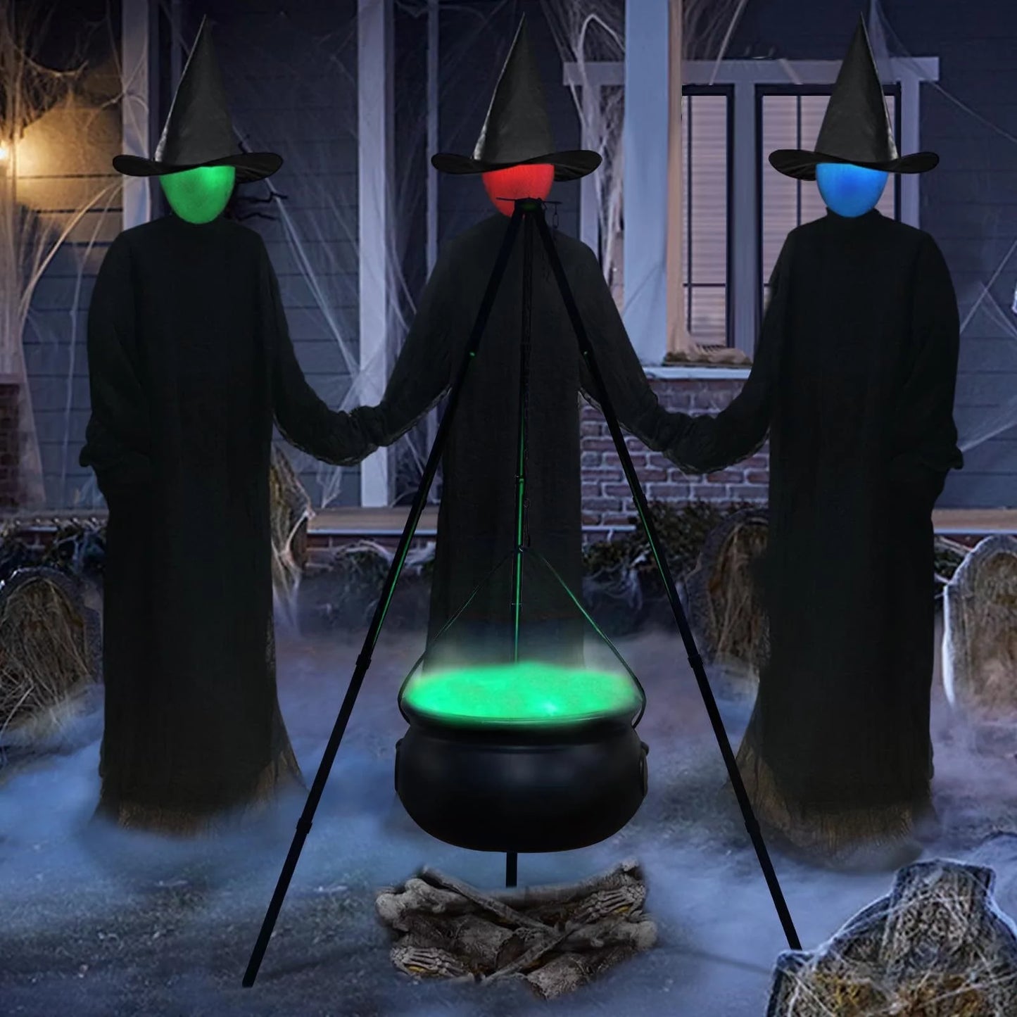 Halloween Clearance Sales! Halloween Decorations Outdoor Large Cauldron Halloween Decor on Tripod with Timer Lights Plastic Cauldron Witch Halloween Decorations for Porch Yard