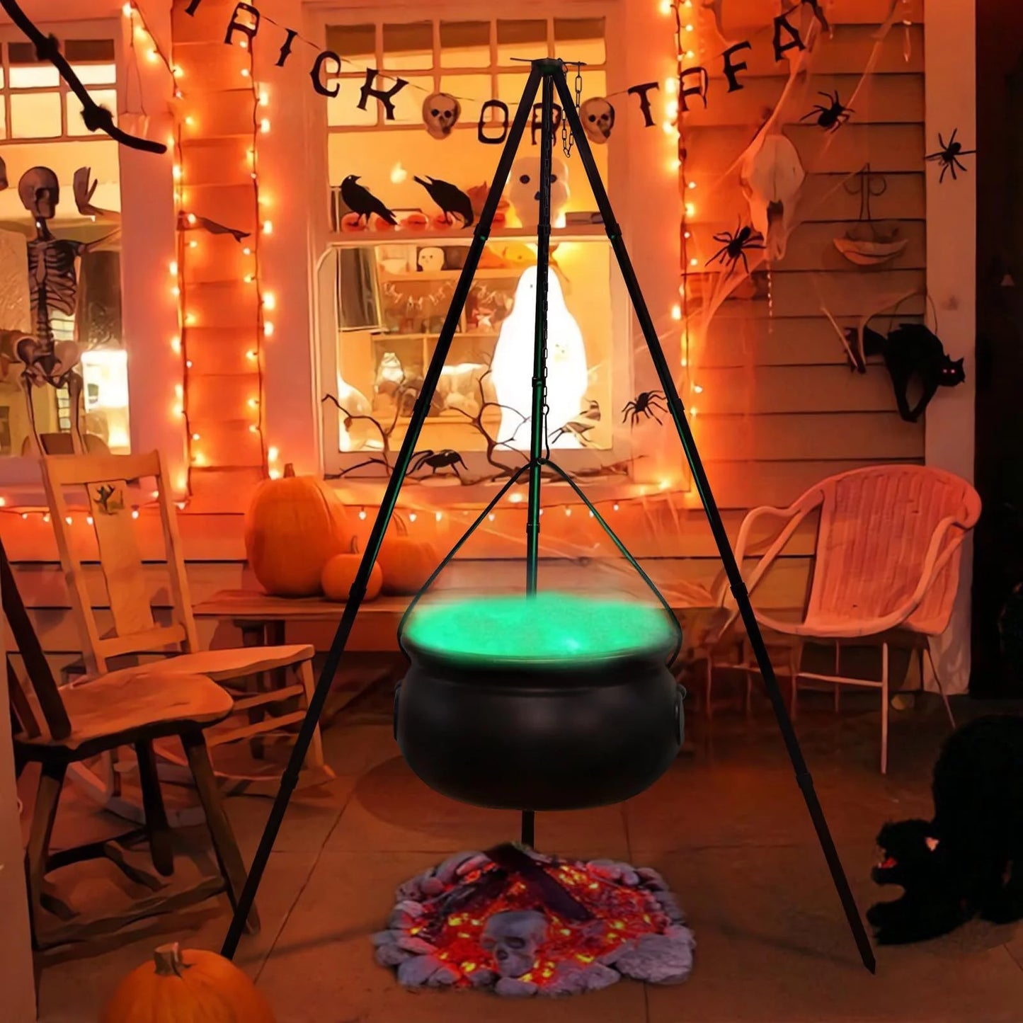 Halloween Clearance Sales! Halloween Decorations Outdoor Large Cauldron Halloween Decor on Tripod with Timer Lights Plastic Cauldron Witch Halloween Decorations for Porch Yard