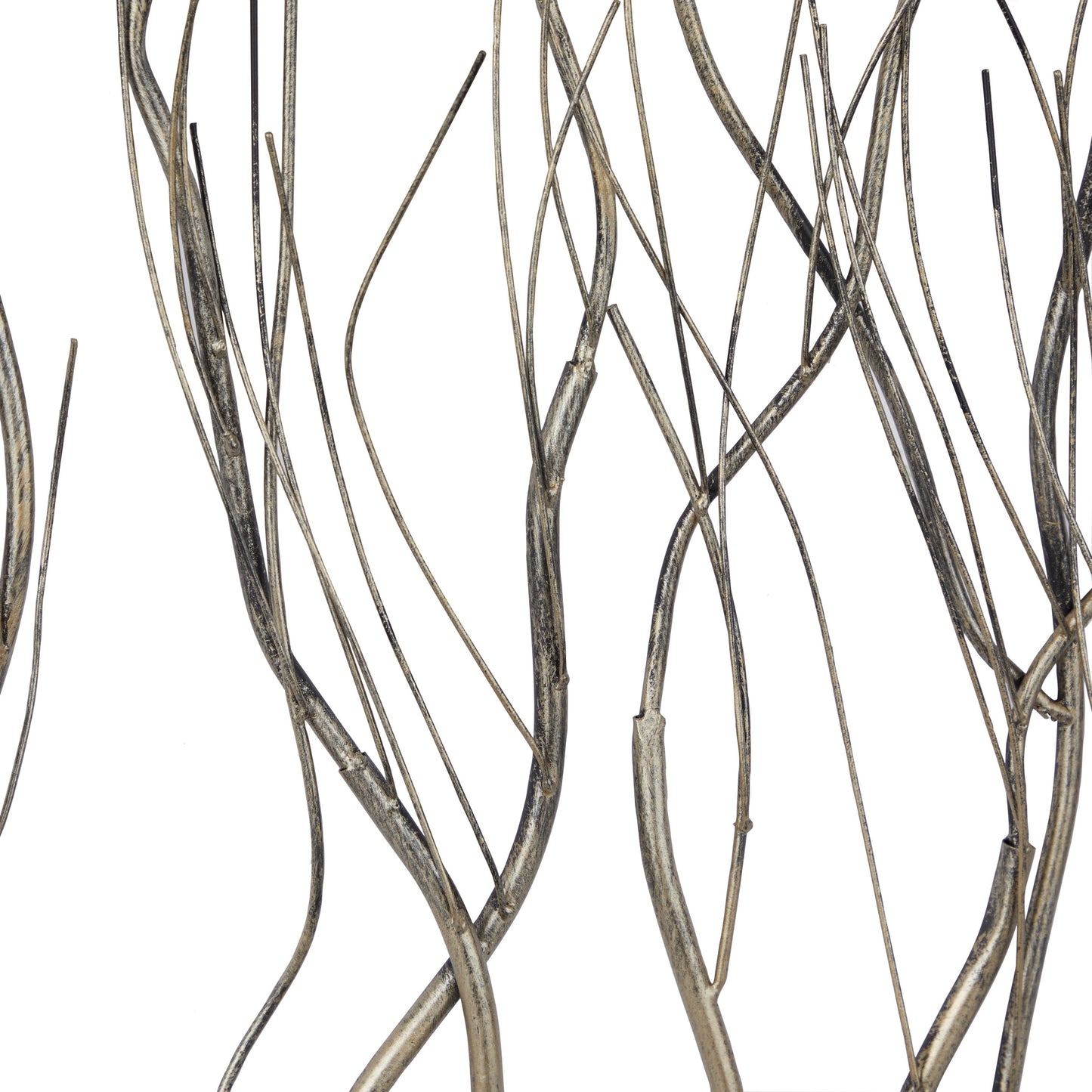 Silver Metal Distressed Dimensional Branch Tree Wall Decor with Black Frame