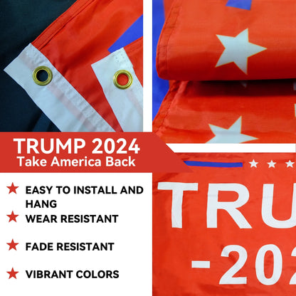 Trump 2024 Flag 3X5 Outdoor Double Sided 1/3 Ply-Donald Trump, Red Flags & Banner