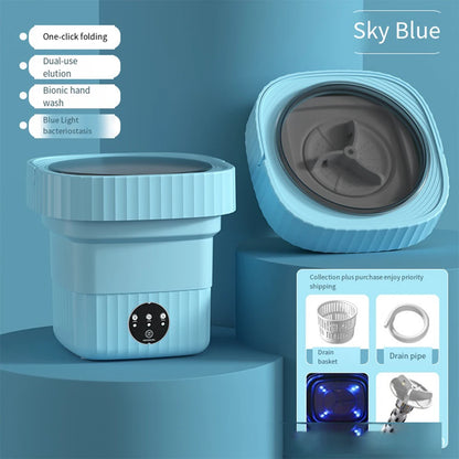 6L 8L Folding Portable Washing Machine with Dryer Big Capacity Mini Washer for Clothes Travel Home Underwear Socks Kids 접이식 세탁기