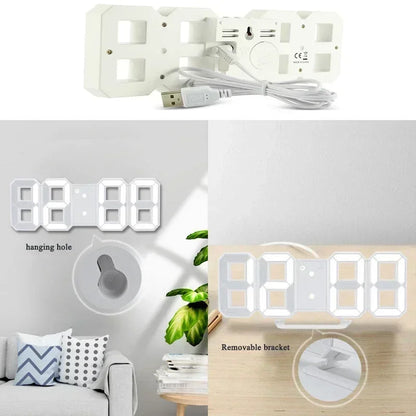 Purchase Products Clock 3D LED Digital Alarm Clock Wall Clock Time/Date/Temperature for Home/Kitchen/Office Clocks Decor Garden