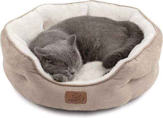 Small Dog Bed for Small Dogs Washable - round Cat Beds for Indoor Cats, round Pet Bed for Puppy and Kitten with Slip-Resistant Bottom, 20 Inches