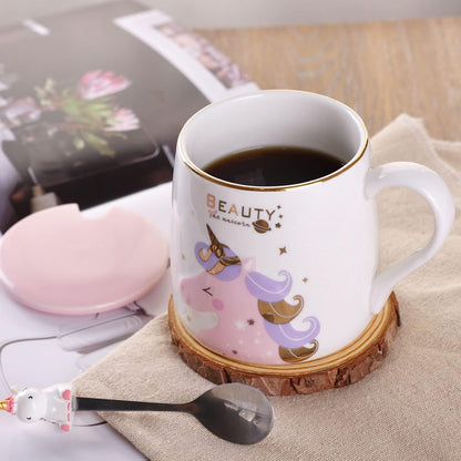 Ceramic Unicorn Coffee Mug Tea Cup with Spoon,13Oz(380Ml)