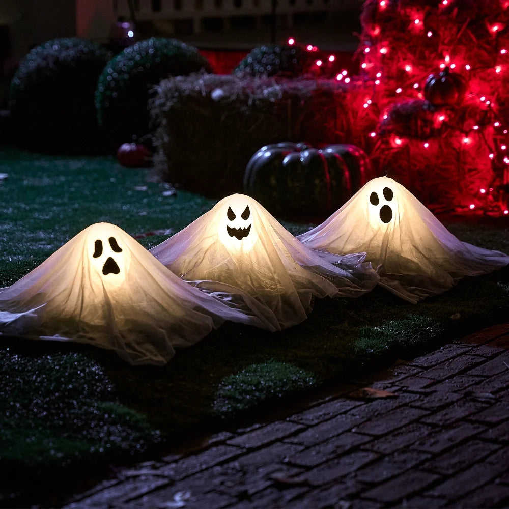 3 Packs Halloween Ghost Decorations,Light up Flying Ghost Garden Stakes Outdoor Halloween Decorations,Pathway Lights Halloween Yard Outdoor Decorations Haunted House Decorations