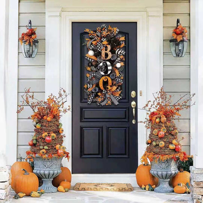 Halloween Wreath Door Hanging Decoration Halloween BOO Letter Pumpkin Door Wreath Happy Halloween Party Home Party Supplies