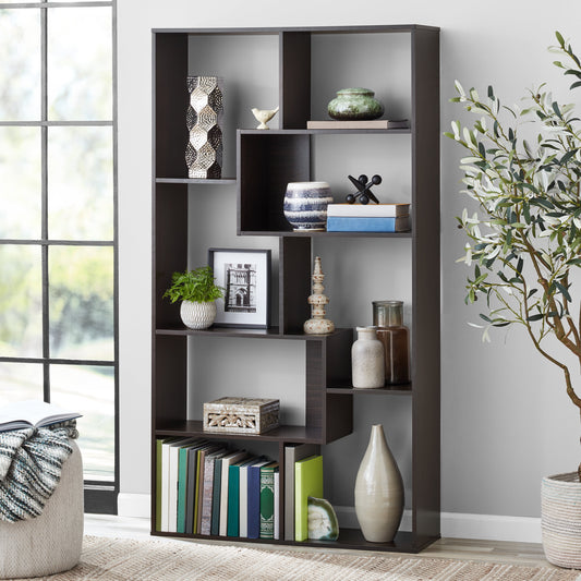 Modern 8-Cube Bookcase, Espresso