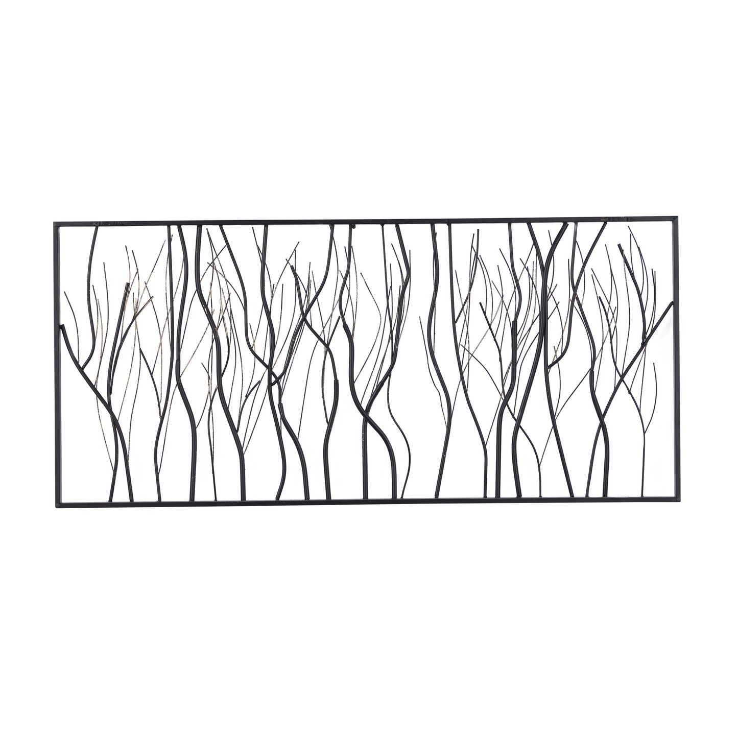 Silver Metal Distressed Dimensional Branch Tree Wall Decor with Black Frame