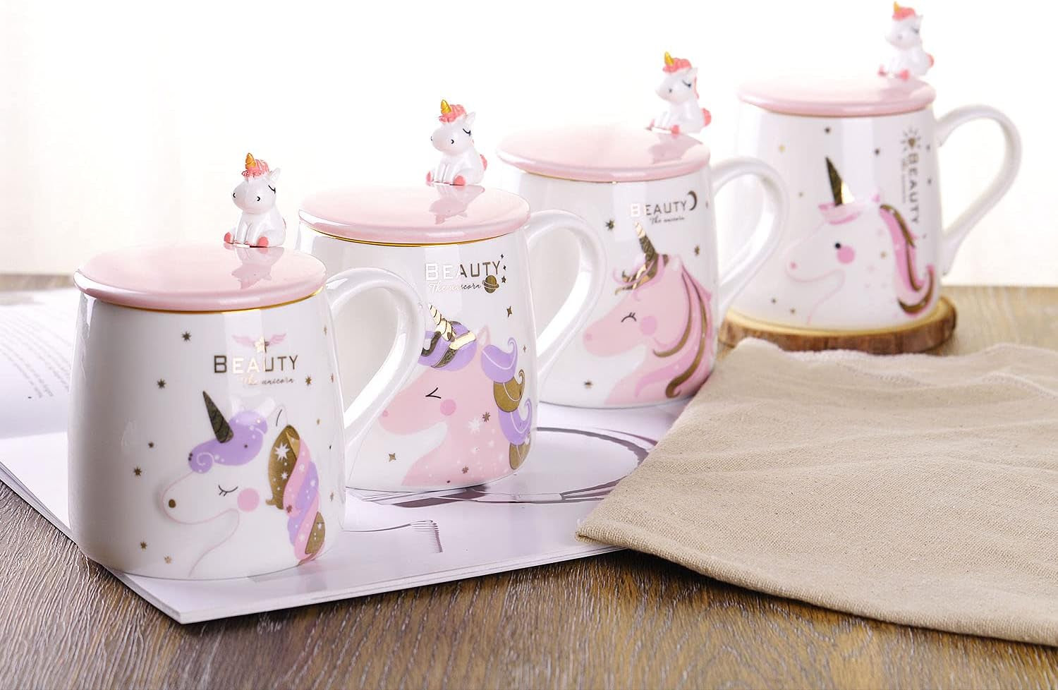 Ceramic Unicorn Coffee Mug Tea Cup with Spoon,13Oz(380Ml)