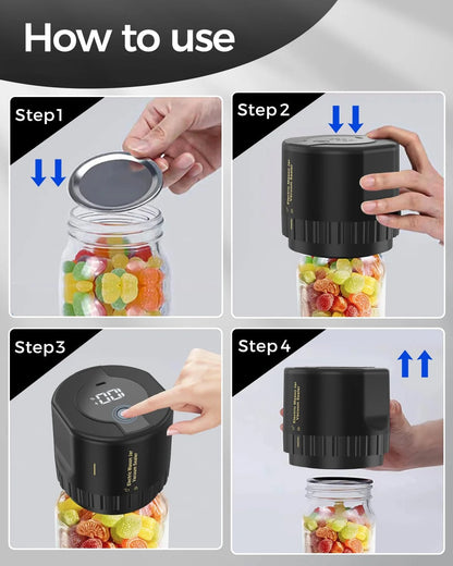 Mason Jar Vacuum Sealer,Electric Mason Jar Sealer Vacuum Sealing Kit for Canning,Vacuum Sealer for Mason Canning Jars with Can Opener,Regular and Wide Mouth Mason Jar Lids