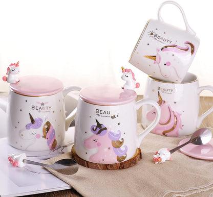 Ceramic Unicorn Coffee Mug Tea Cup with Spoon,13Oz(380Ml)